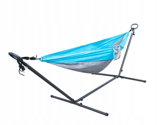 Hamak do záhrady - Hojdacia sieť s hrazdou Aurora odtiene sivej 100 kg 260 x 100